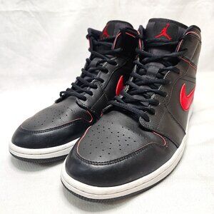 Nike Air Jordan 1 Retro Mid Black Red Shoes Sneakers 554724-009 Men's Size 11.5